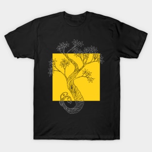 Yellow Square Ink Tree T-Shirt